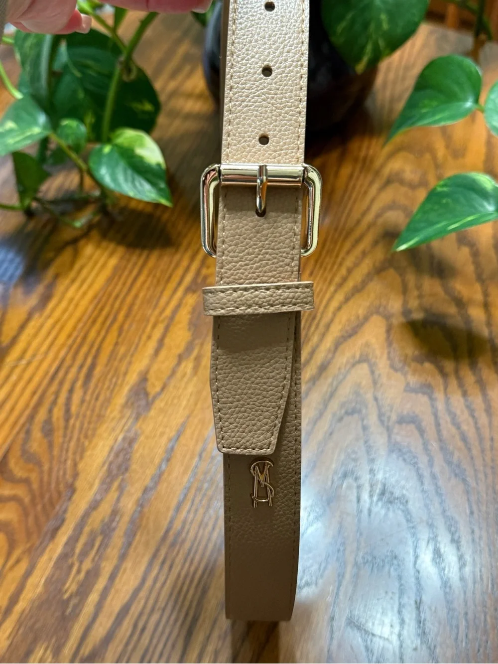 Women's Vegan Faux Leather Belts in Tan and Maroon Set of 2